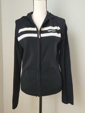 Mod Back & White Vertigo Paris Zip-Up Knit Sweater Hooded Jacket